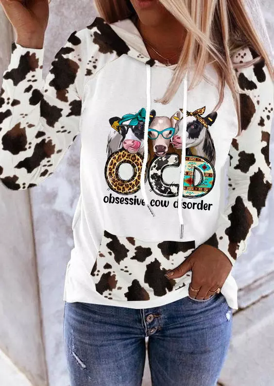 Women's Cow Print Hoodie