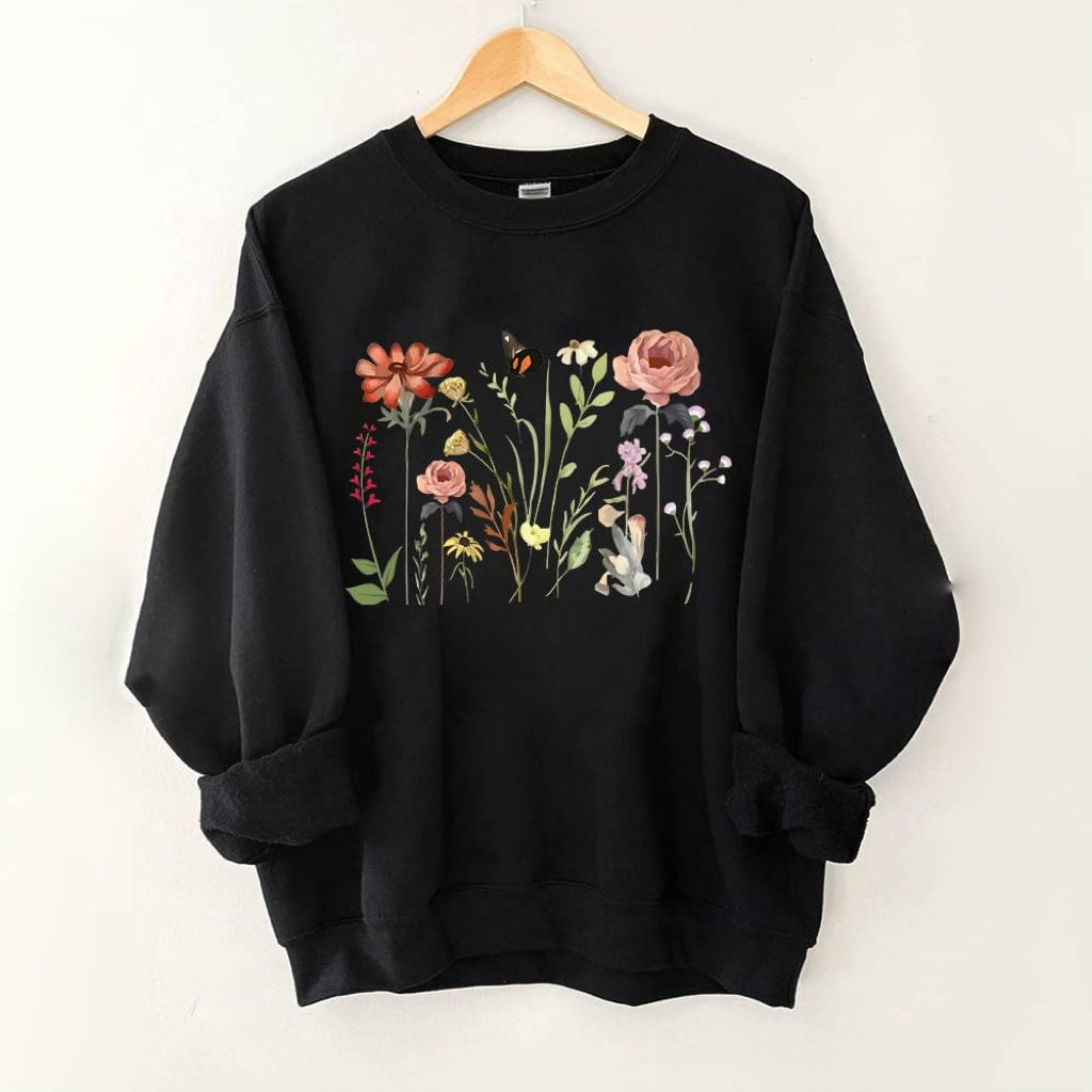 sweat-shirt botanique de fleurs sauvages vintage
