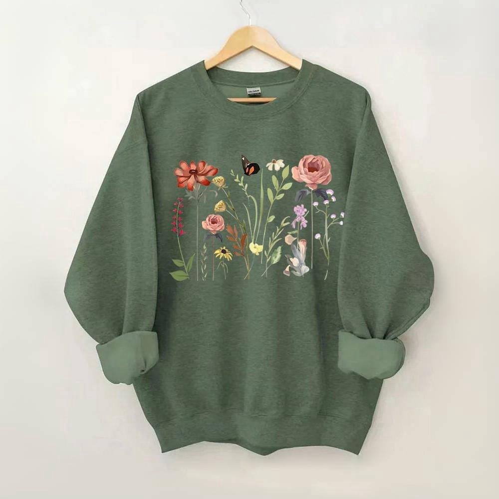 sweat-shirt botanique de fleurs sauvages vintage