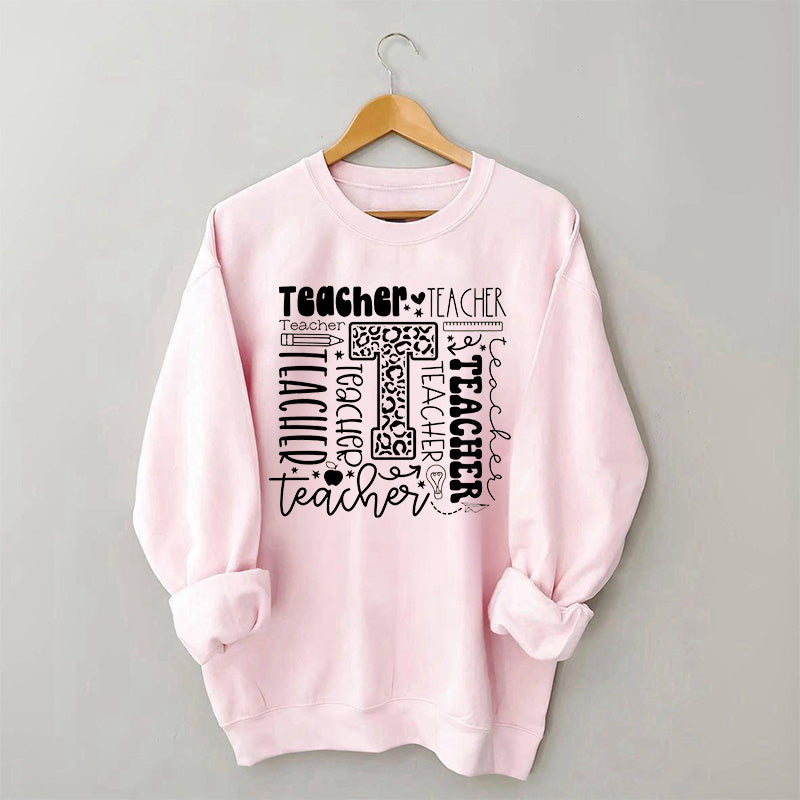 Teacher Letter Print Sweatshirt