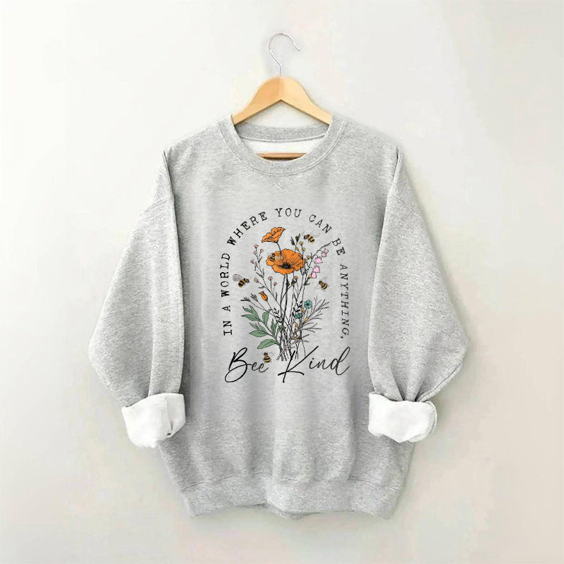 Bee Kind Floral Print Sweatshirt