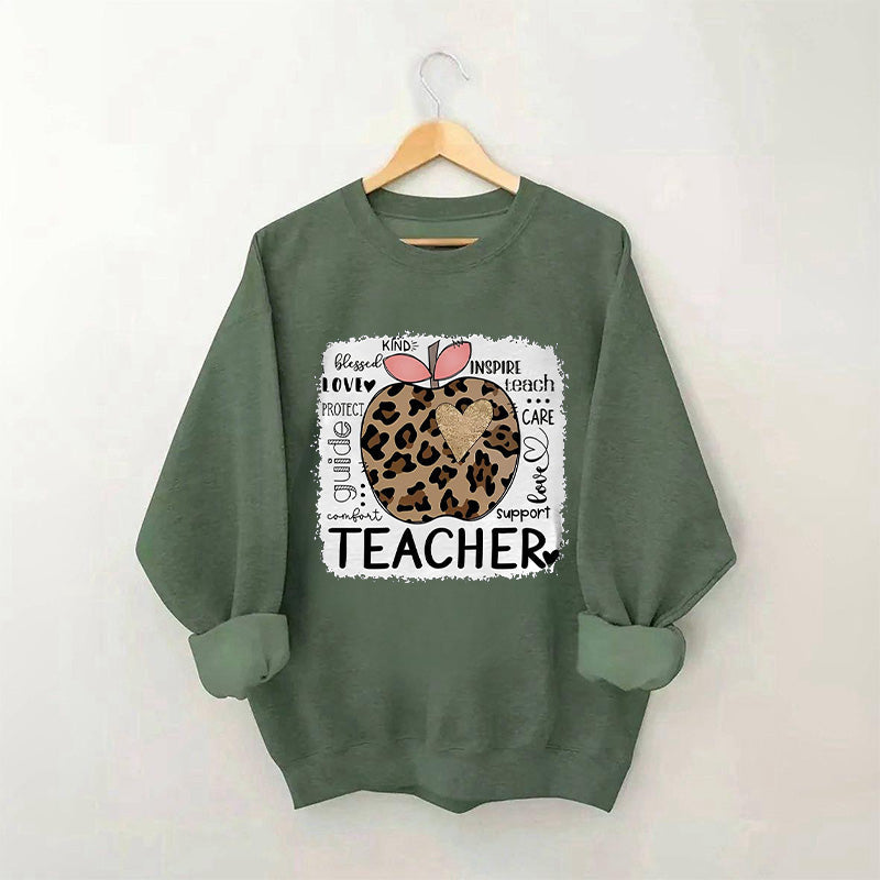 Sweat-shirt Professeur Léopard Pomme
