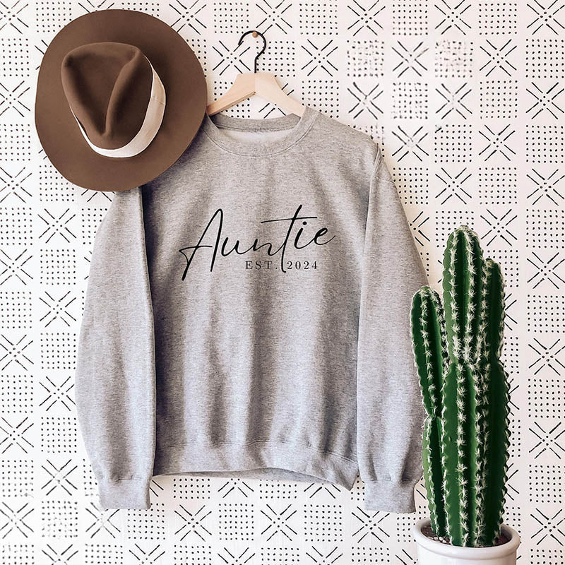 Auntie Letter Print Crewneck Sweatshirt