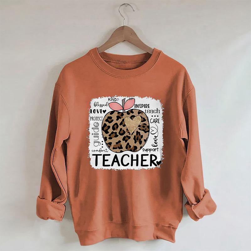 Sweat-shirt Professeur Léopard Pomme