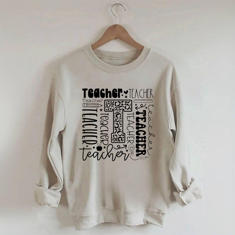 Teacher Letter Print Sweatshirt