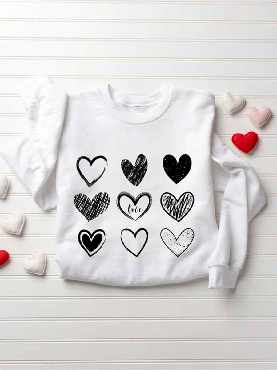 Valentine's Day Couple Love Print Sweatshirt