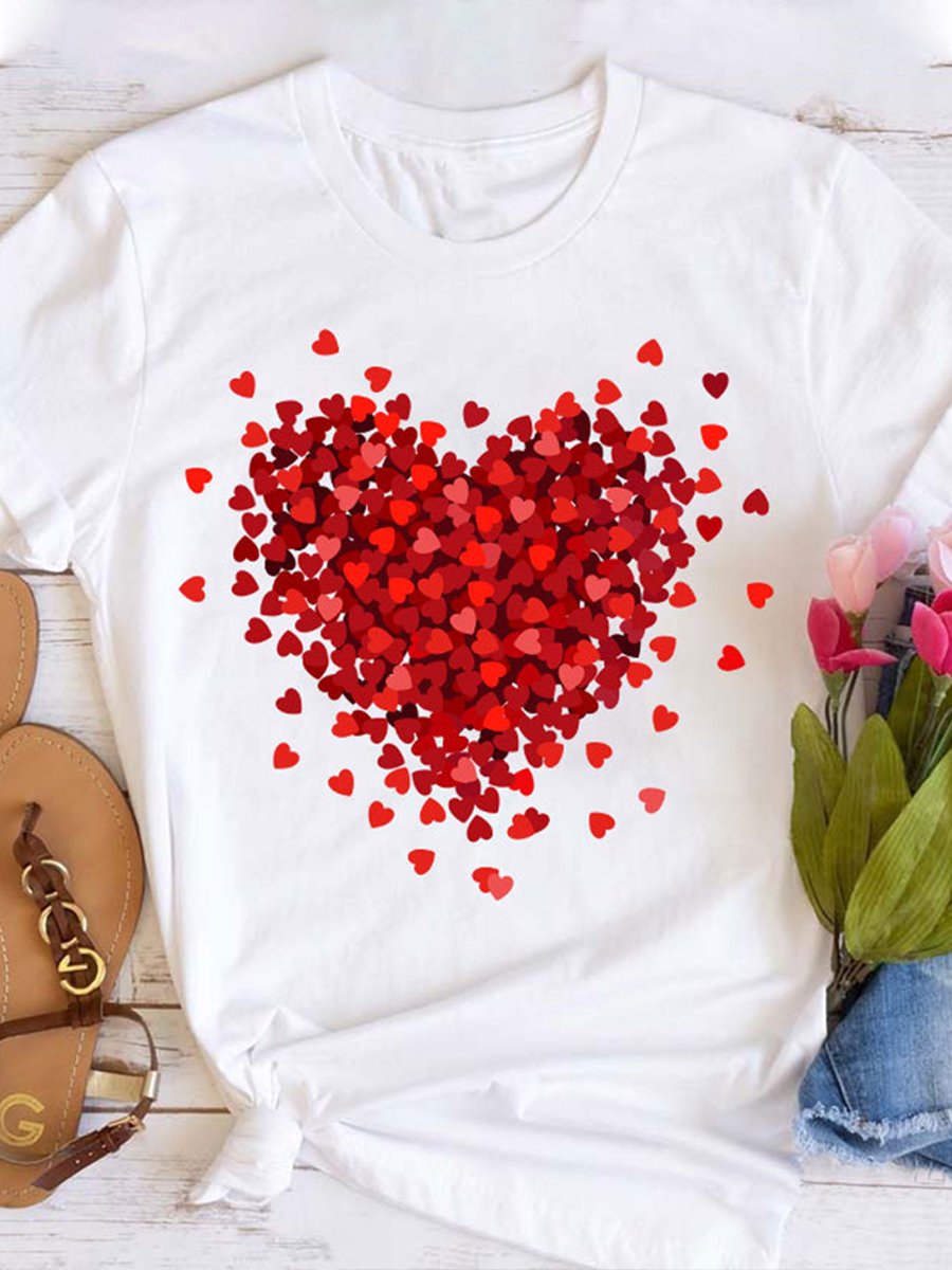 Valentine's Day Art Print Casual T-shirt