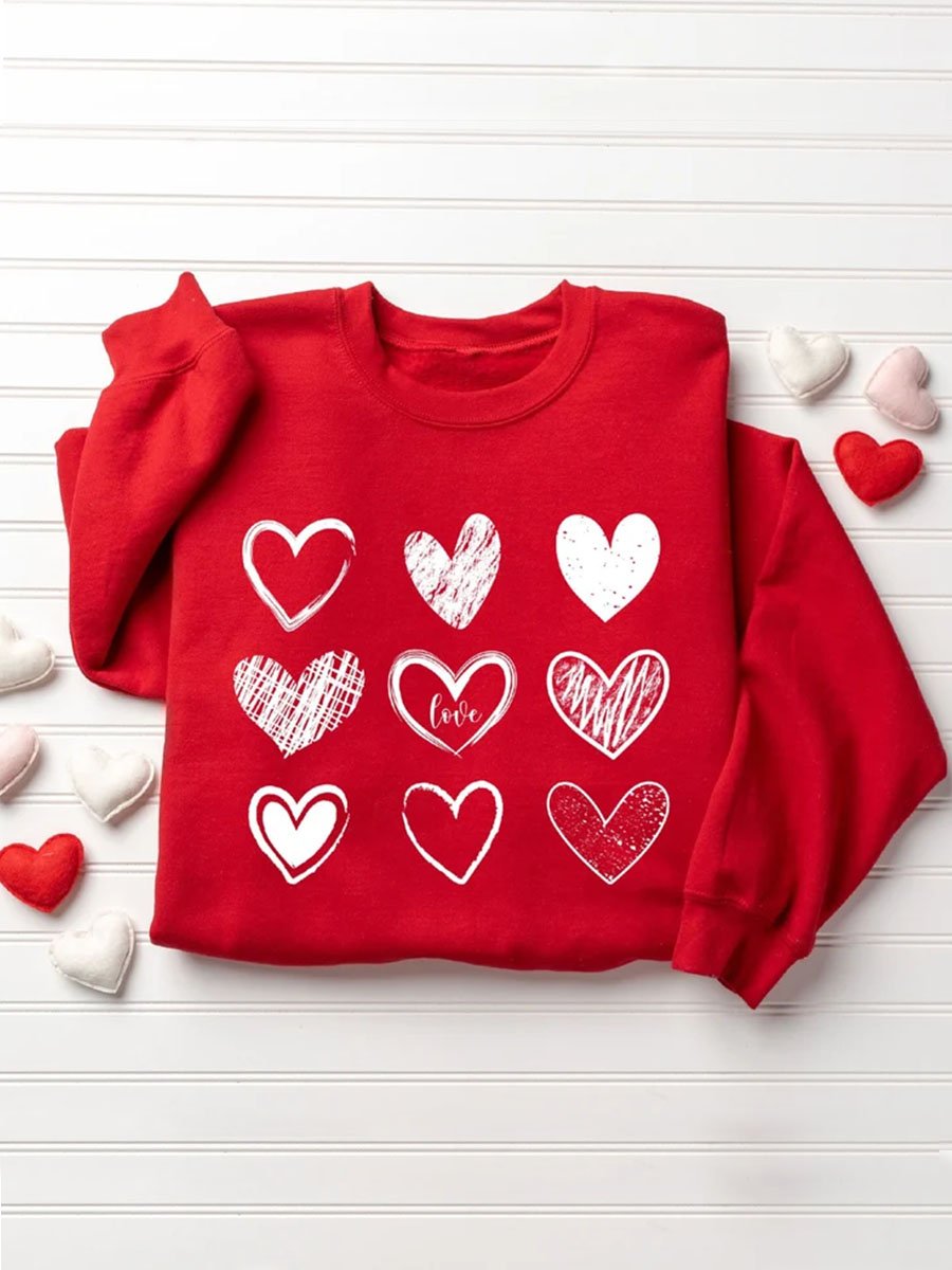 Valentine's Day Couple Love Print Sweatshirt