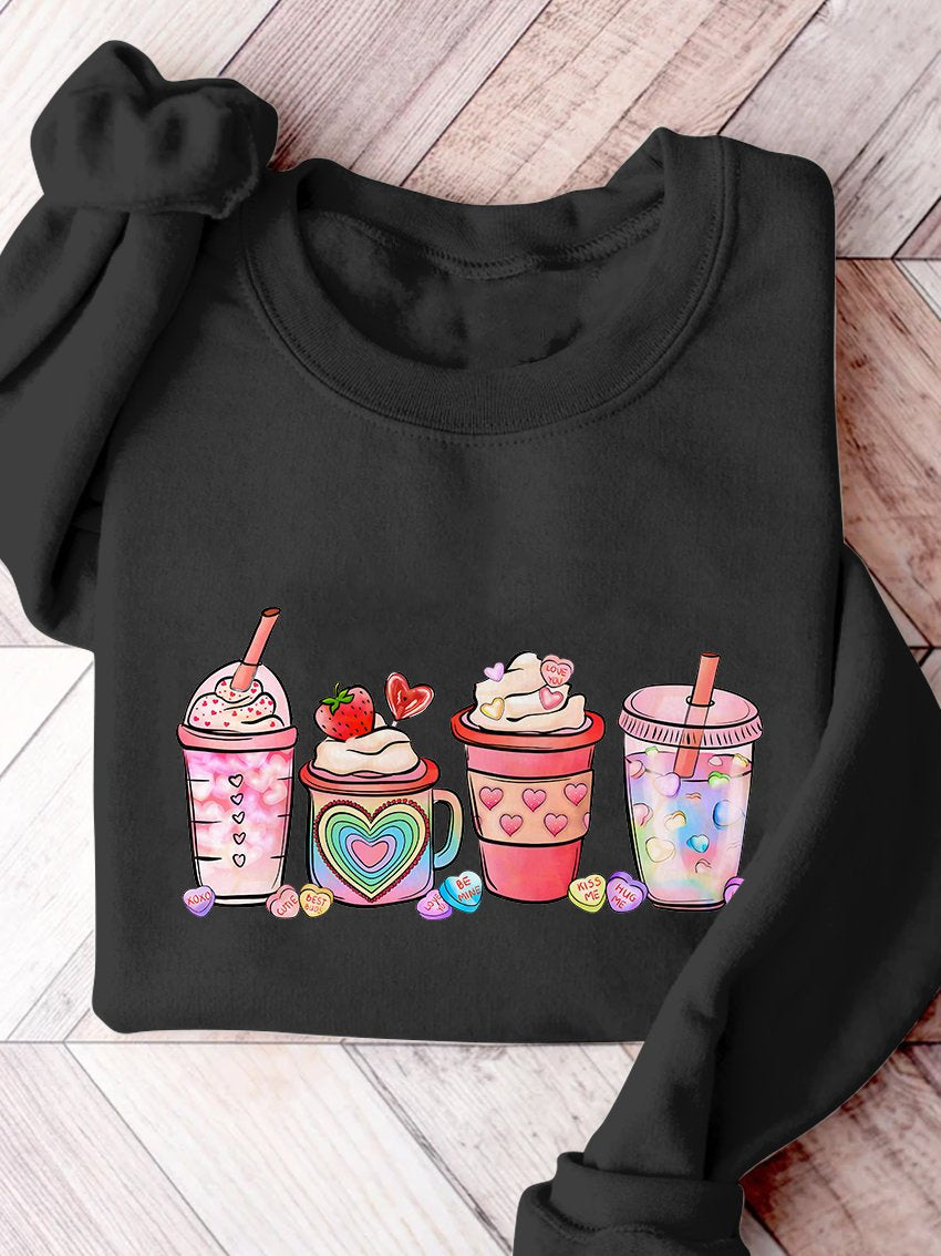 Sweat-shirt imprimé boissons au café pour la Saint-Valentin