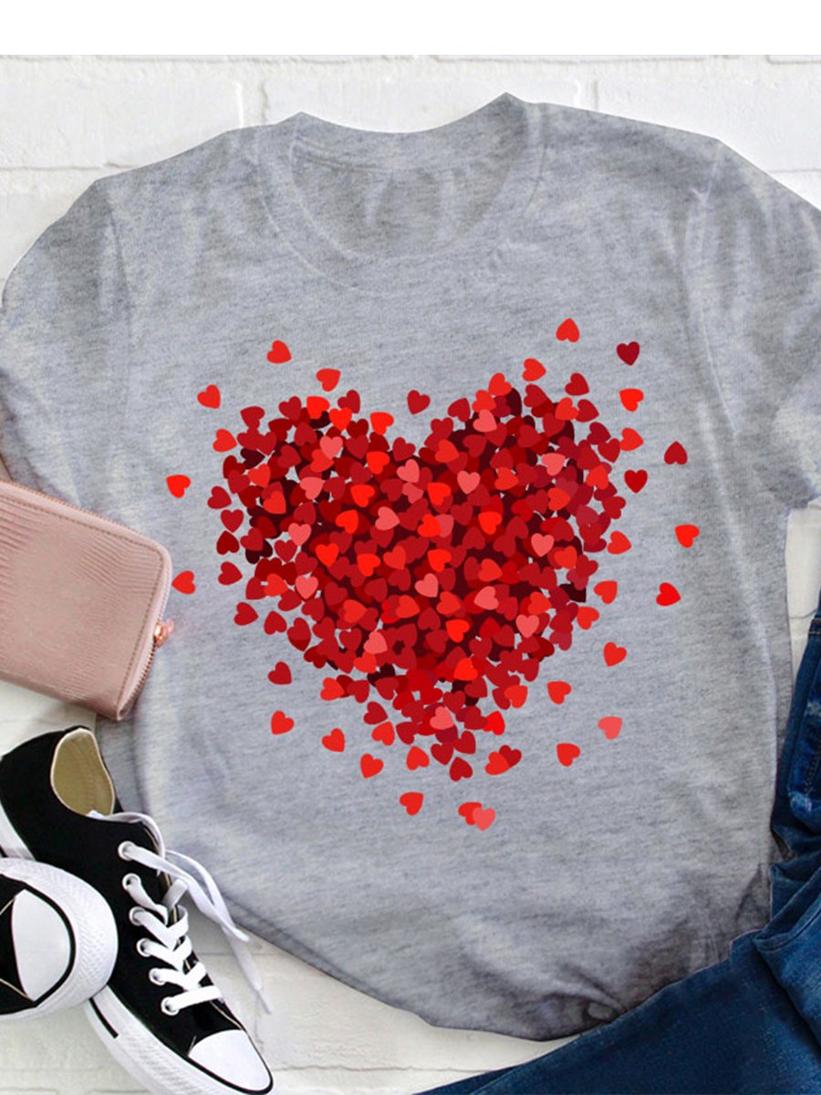 Valentine's Day Art Print Casual T-shirt