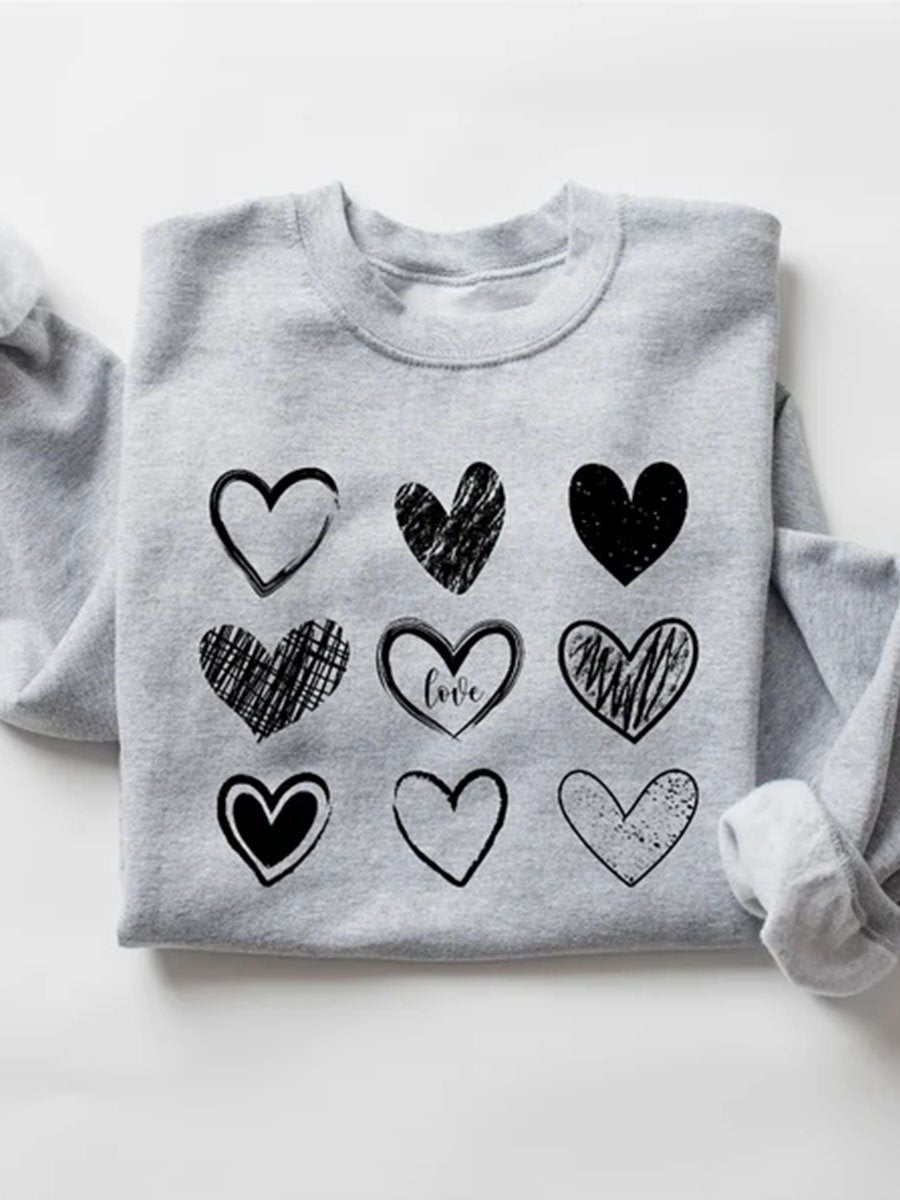 Valentine's Day Couple Love Print Sweatshirt