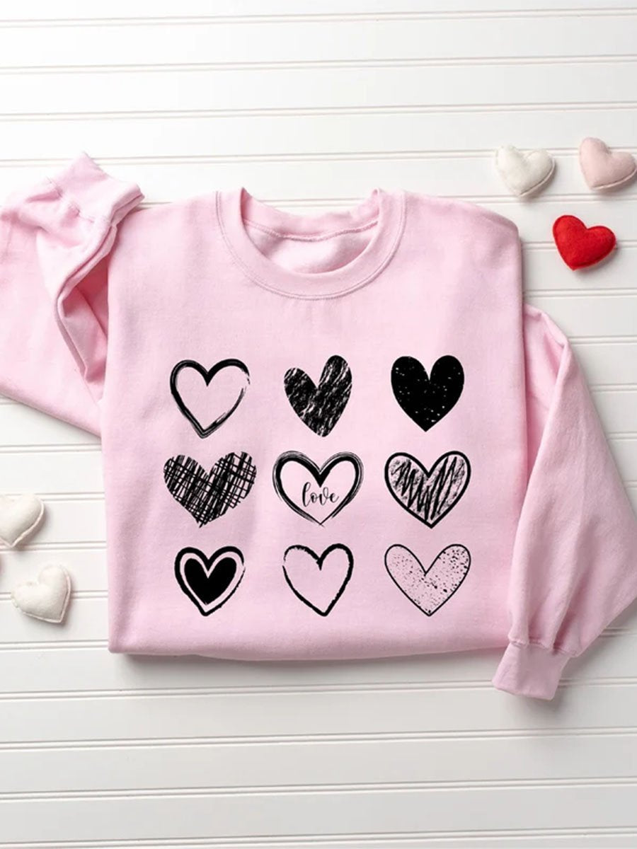 Valentine's Day Couple Love Print Sweatshirt