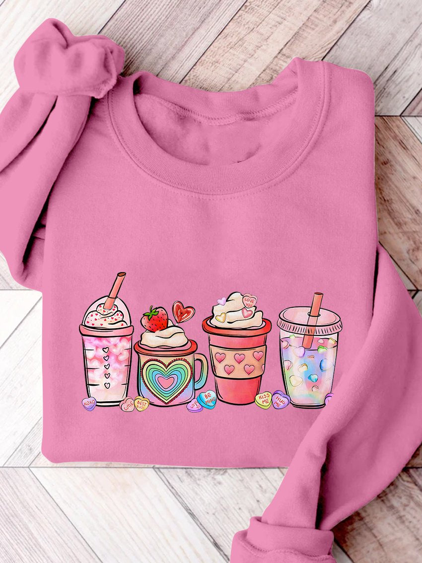 Sweat-shirt imprimé boissons au café pour la Saint-Valentin