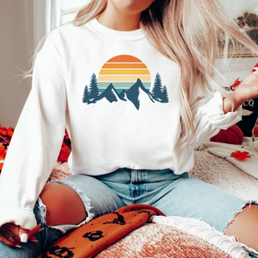 Mountain Sweatshirt Retro Sunset Aesthetic Sweatshirt