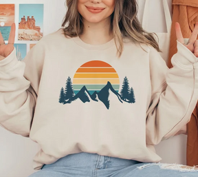 Mountain Sweatshirt Retro Sunset Aesthetic Sweatshirt