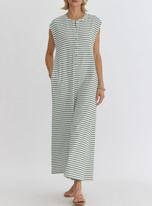 Women's Oversized Striped Sleeveless Jumpsuit