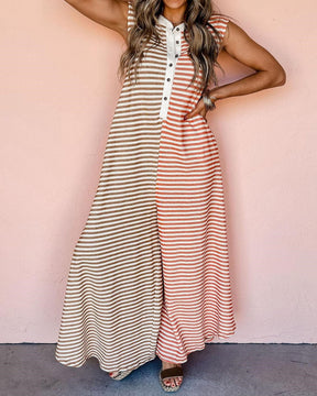Women's Oversized Striped Sleeveless Jumpsuit