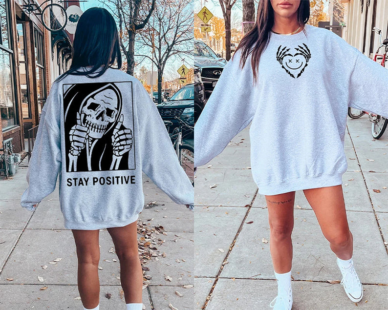 Stay Positive with Skeleton Sweatshirt