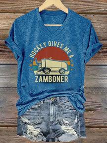 V Neck Hockey Gives Me A Zamboner T-shirt
