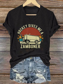 V Neck Hockey Gives Me A Zamboner T-shirt