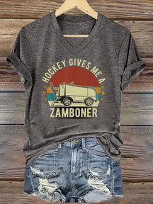 V Neck Hockey Gives Me A Zamboner T-shirt