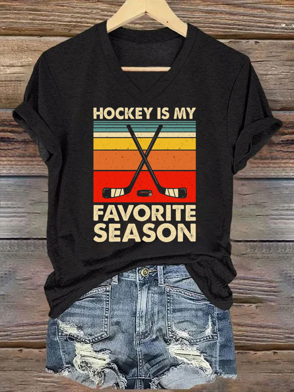 V Neck Hockey Is My Favorite Season T-shirt