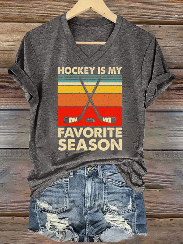V Neck Hockey Is My Favorite Season T-shirt