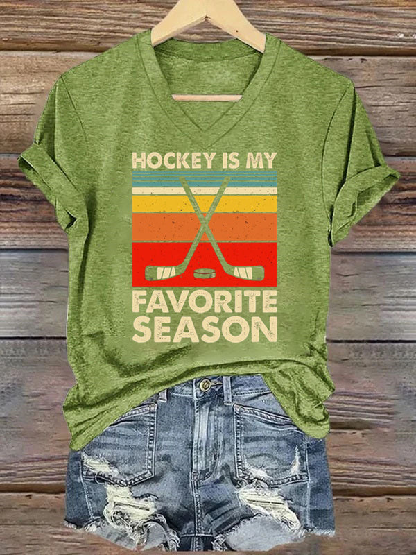 V Neck Hockey Is My Favorite Season T-shirt