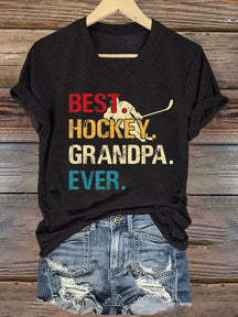 V Neck Best. Hockey. Grandpa. Ever. T-shirt