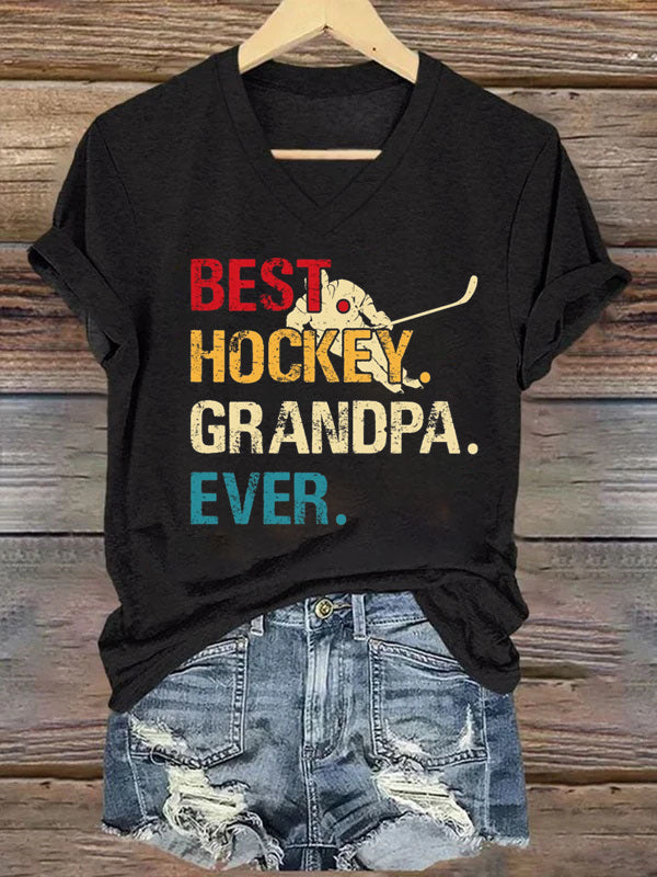 V Neck Best. Hockey. Grandpa. Ever. T-shirt
