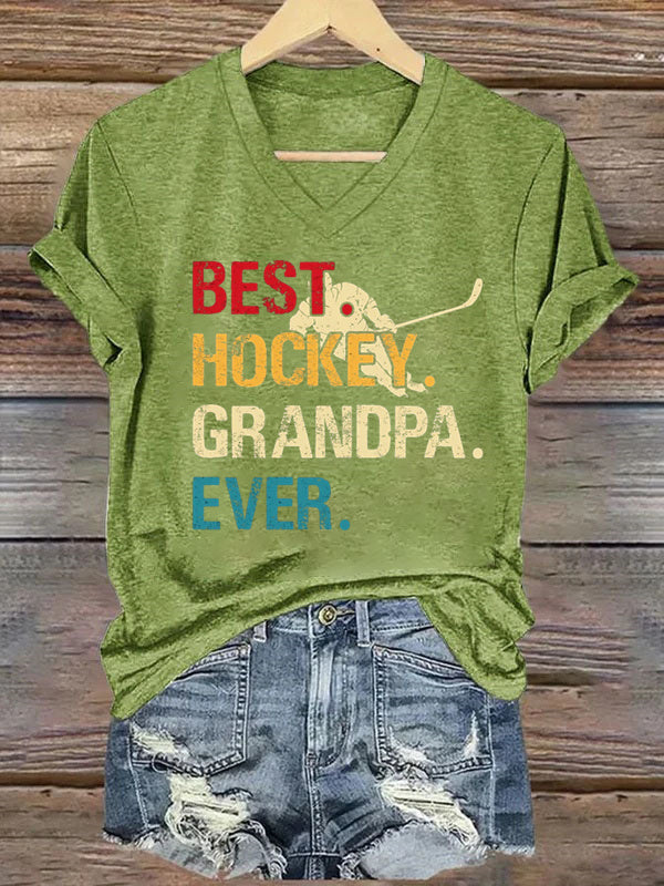 V Neck Best. Hockey. Grandpa. Ever. T-shirt