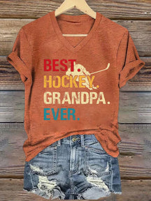 V Neck Best. Hockey. Grandpa. Ever. T-shirt