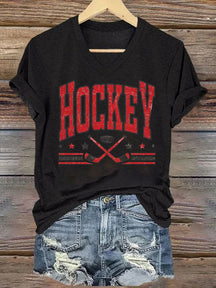 V Neck Retro Hockey Sublimation T-shirt