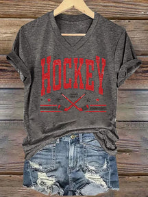 V Neck Retro Hockey Sublimation T-shirt