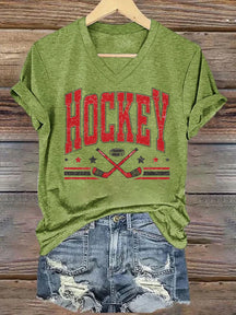 V Neck Retro Hockey Sublimation T-shirt
