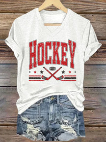 V Neck Retro Hockey Sublimation T-shirt