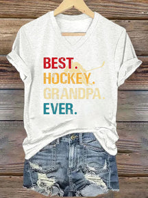 V Neck Best. Hockey. Grandpa. Ever. T-shirt