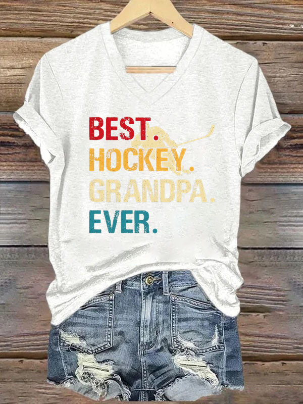 V Neck Best. Hockey. Grandpa. Ever. T-shirt