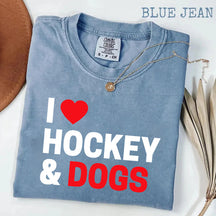 Comfort Colors I Love Hockey & Dogs T-shirt
