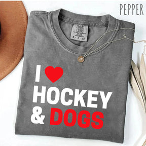 Comfort Colors I Love Hockey & Dogs T-shirt