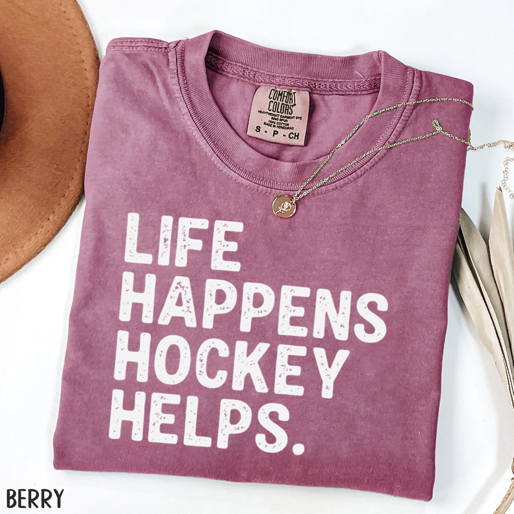Comfort Colors Life Happens Hockey Helps T-shirt