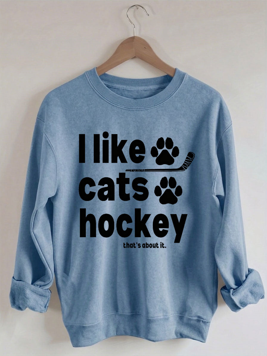 Comfort ColorsI Like Cats And Hockey Sweatshirt