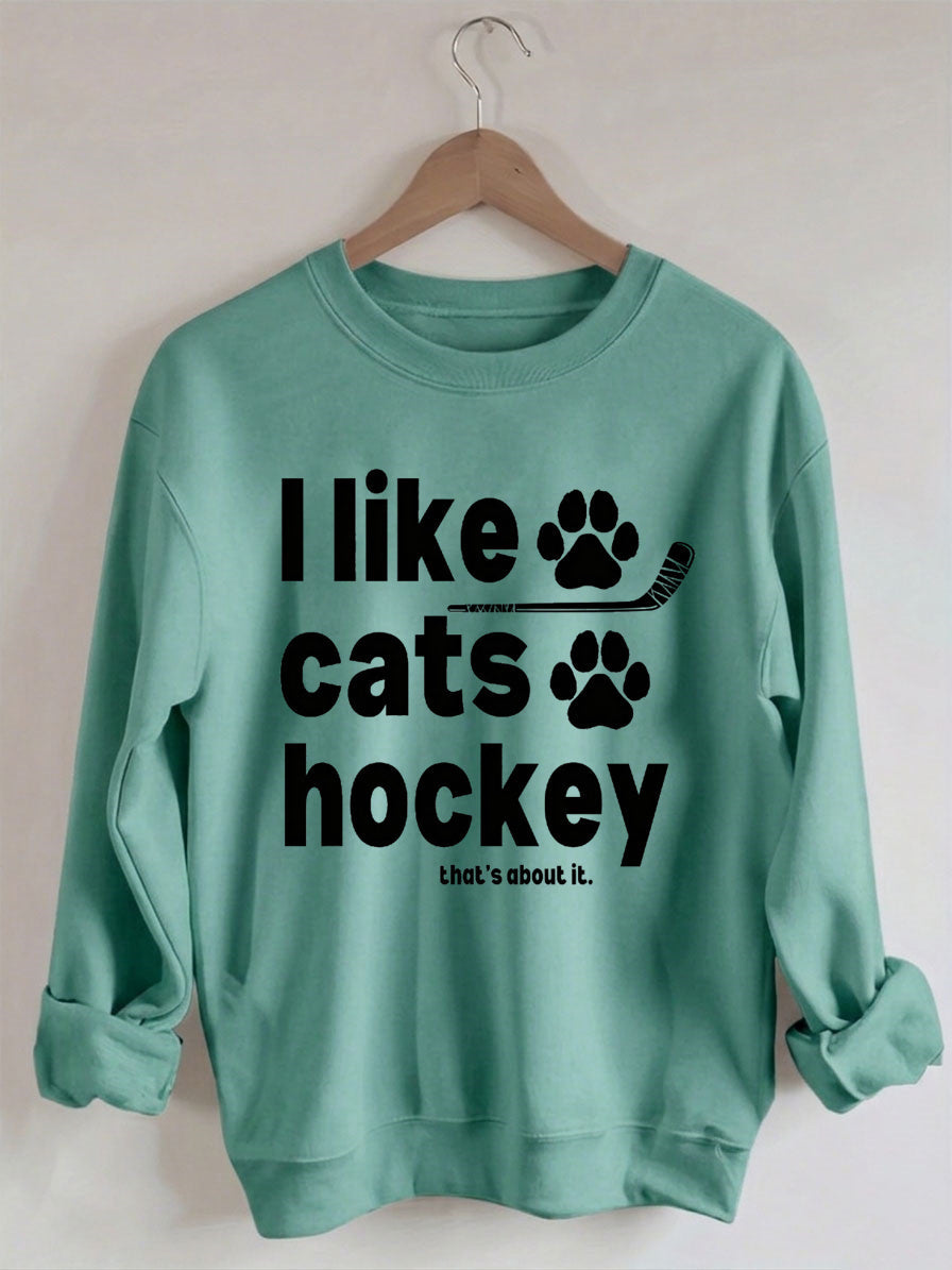Comfort ColorsI Like Cats And Hockey Sweatshirt