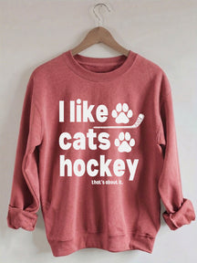 Comfort ColorsI Like Cats And Hockey Sweatshirt