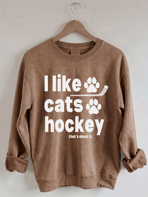 Comfort ColorsI Like Cats And Hockey Sweatshirt