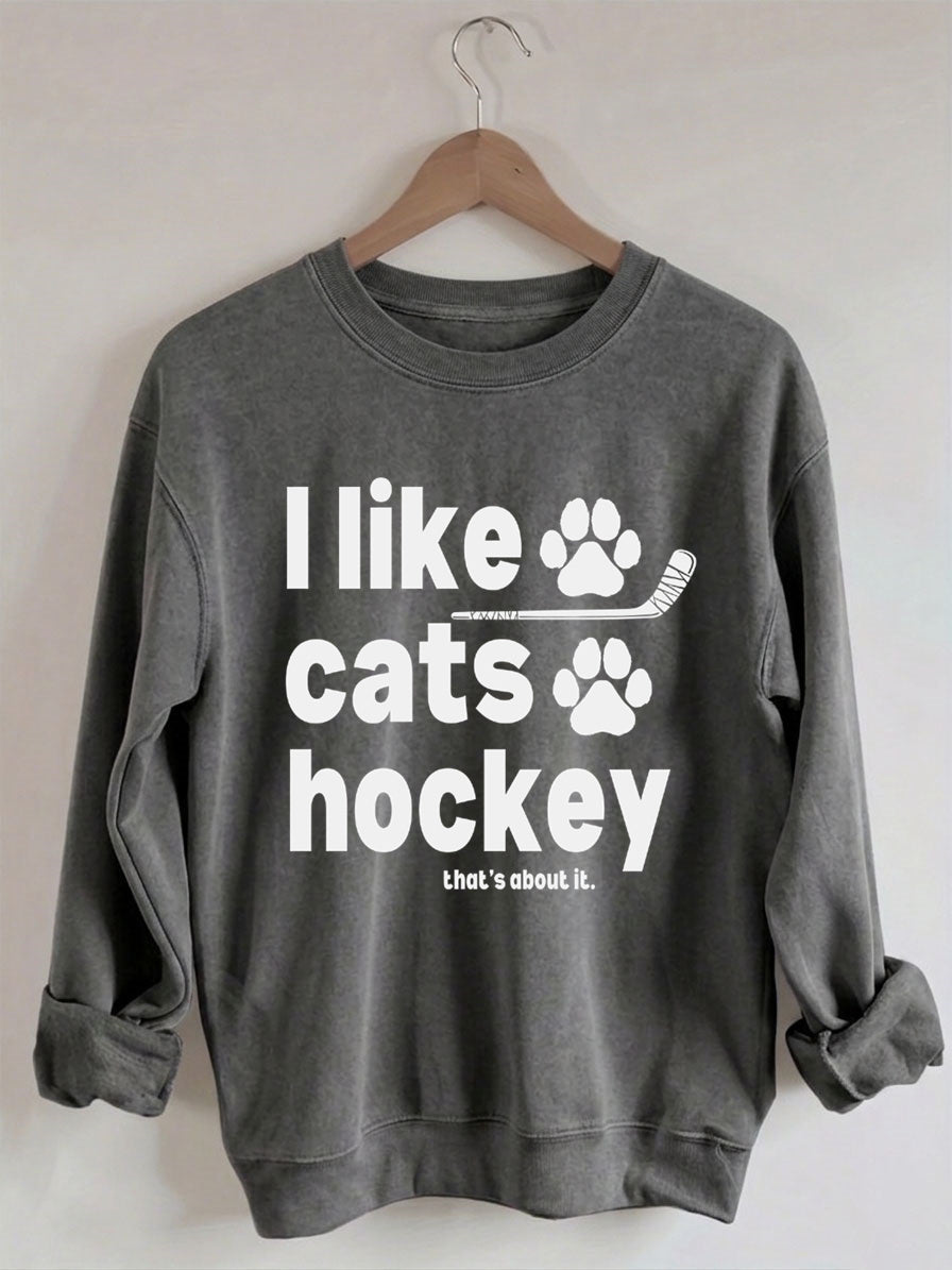 Comfort ColorsI Like Cats And Hockey Sweatshirt