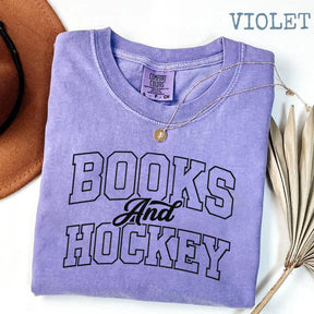 Comfort Colors Books And Hockey T-shirt