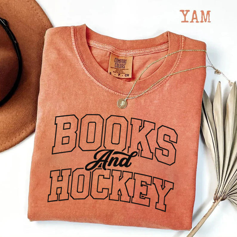 Comfort Colors Books And Hockey T-shirt