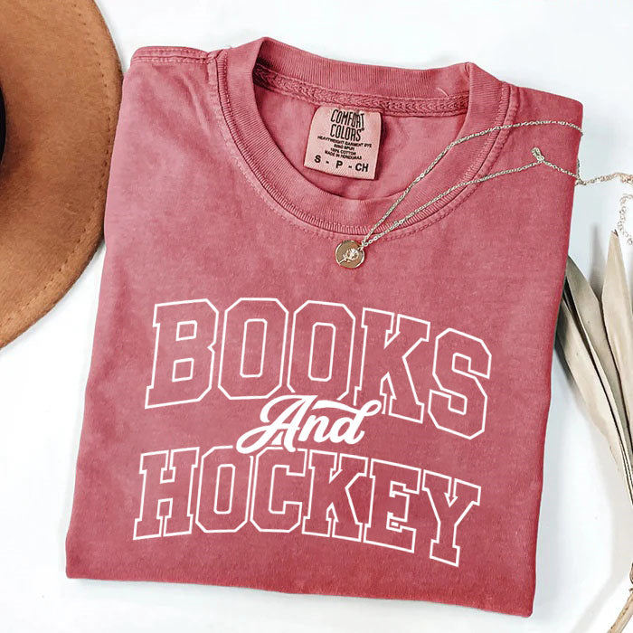 Comfort Colors Books And Hockey T-shirt