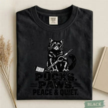 Comfort Colors Pucks. Paws. Peace & Quiet. Cat Hockey T-Shirt